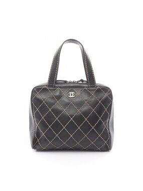 Chanel Handbag Wild Stitch Black Leather